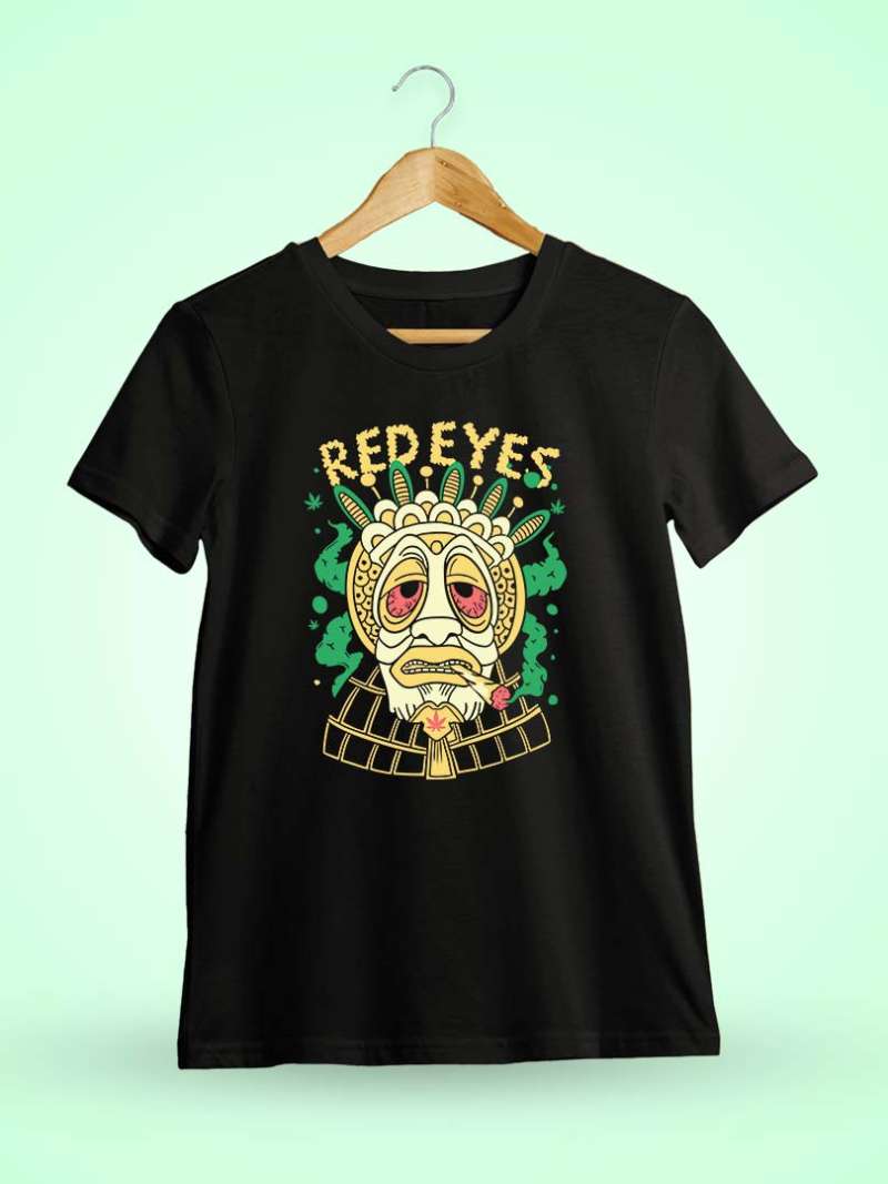 Red Eyes Big Smile Black T-Shirt