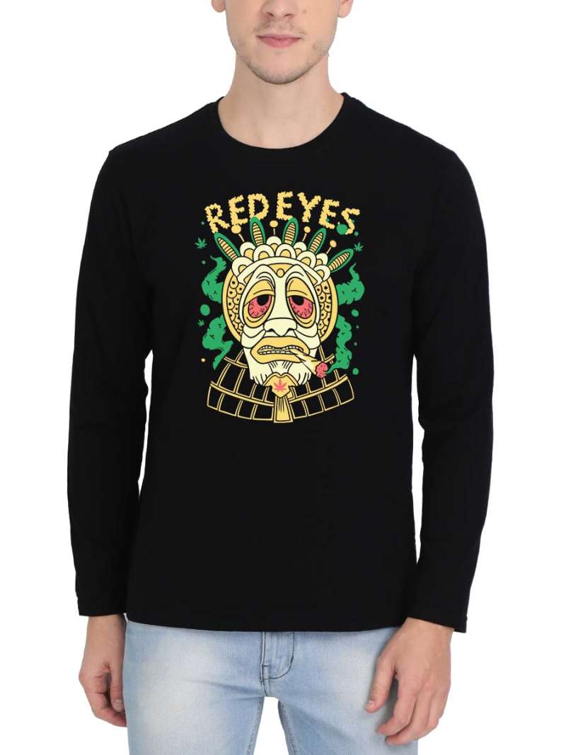 Red Eyes Big Smile Men Full Sleeve Black T-Shirt