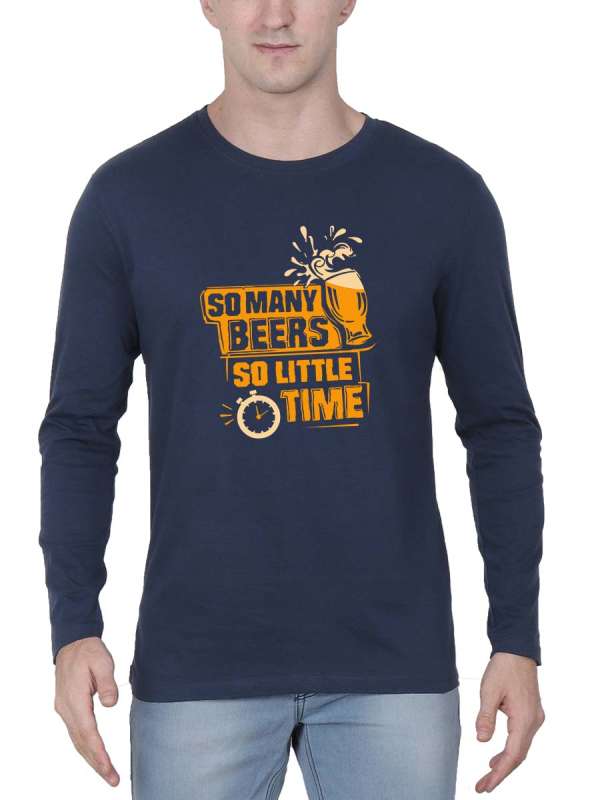 So Many Beers So Little Time Stopwatch Men Full Sleeve Navy Blue Beer T-Shirt