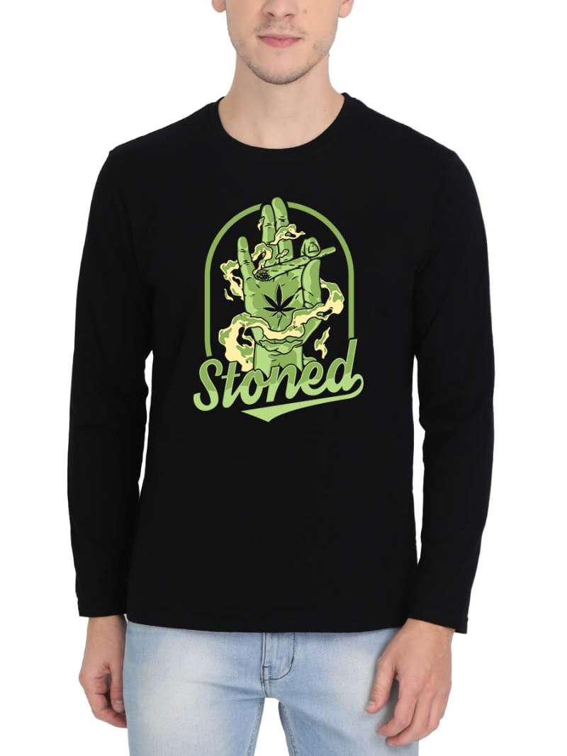 Stoned Men Full Sleeve Black Joint T-Shirt