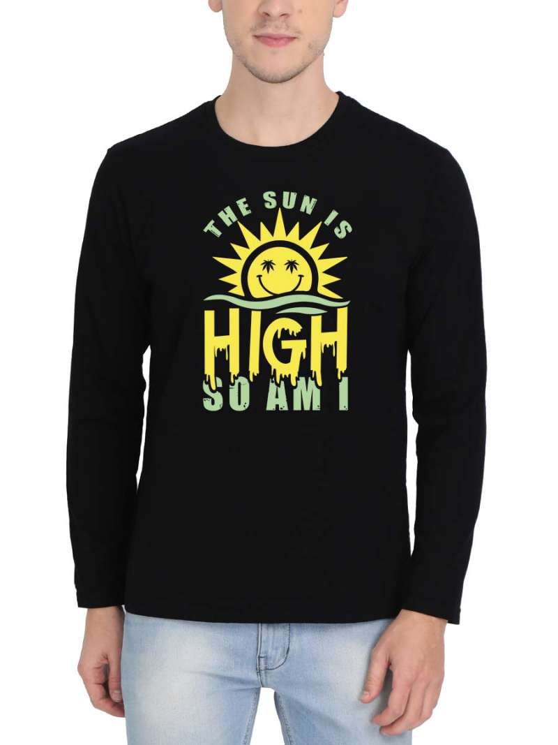 The Sun Is High So Am I Men Full Sleeve Black T-Shirt