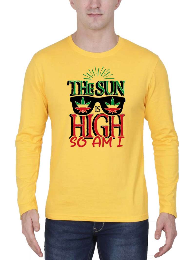 The Sun Is High So Am I Men Full Sleeve Yellow T-Shirt