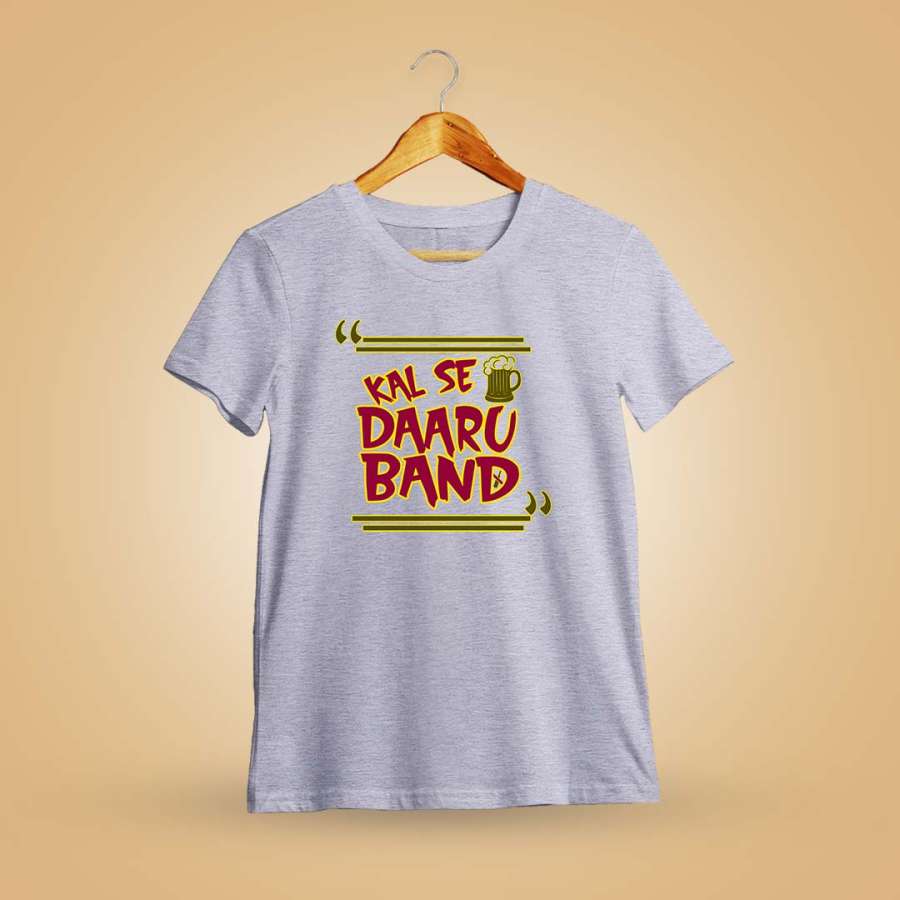 Daaru Band Kal Se Grey Melange T-Shirt