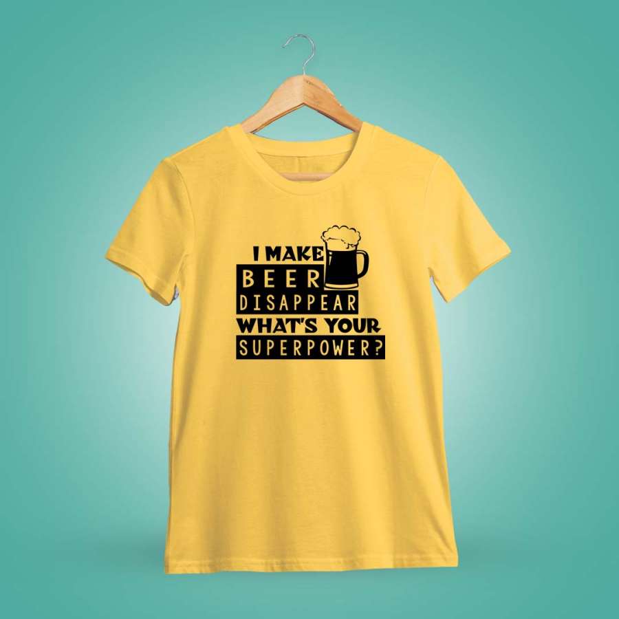 I Make Beer Disappear Yellow T-Shirt