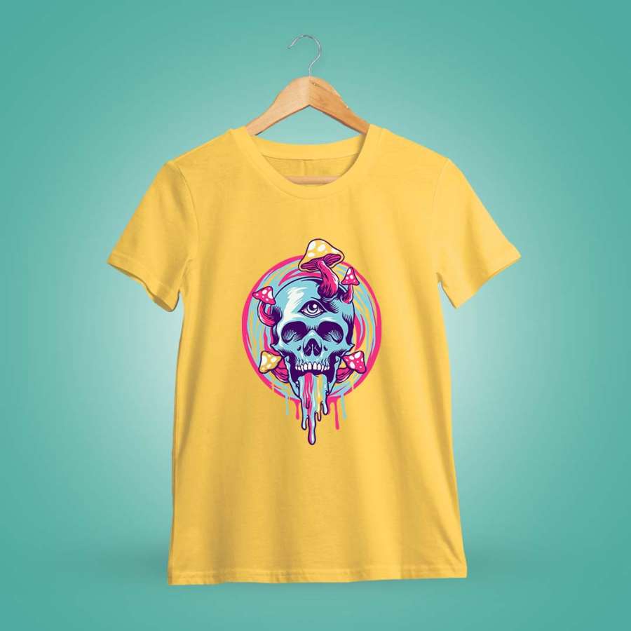 Skull Mushroom Trippy Psychedelic T-Shirt
